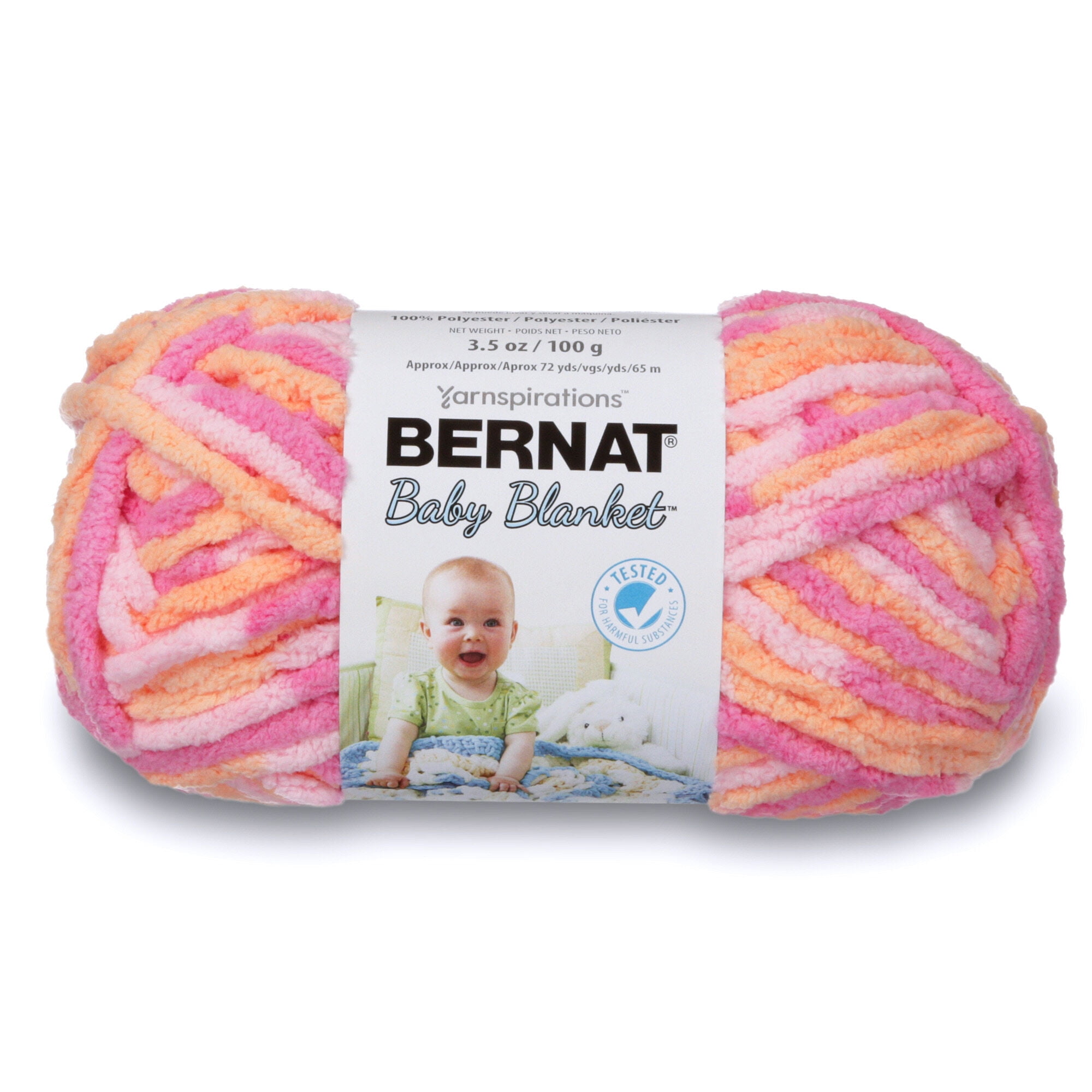 Bernat® Baby Blanket™ #6 Super Bulky Polyester Yarn, Peachy 3.5oz/100g ...