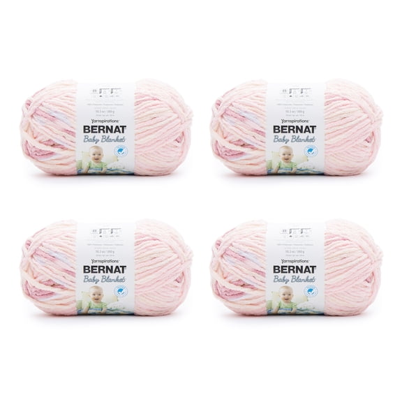 Bernat® Baby Blanket™ #6 Super Bulky Polyester Yarn, Raspberry Kisses 10.5oz/300g, 220 Yards (4 Pack)