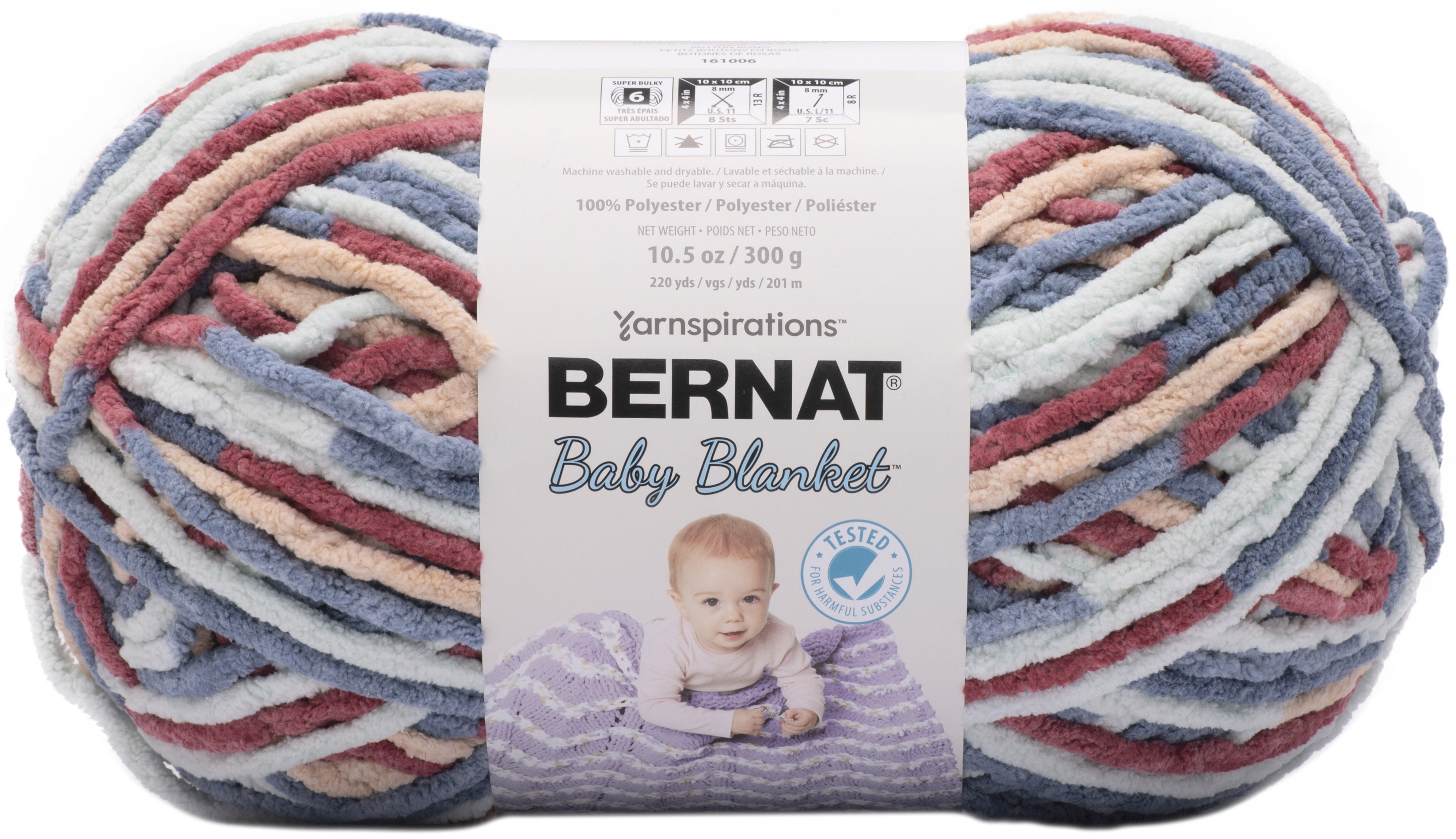 Bernat Baby Blanket Big Ball Yarn-Button Roses