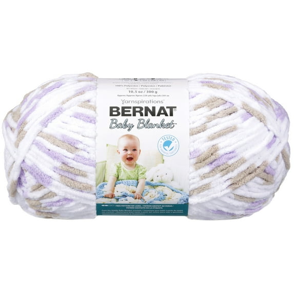 Bernat Baby Blanket Yarn, Little Lilac Dove Print, 10.5oz(300g), Super Bulky, Polyester