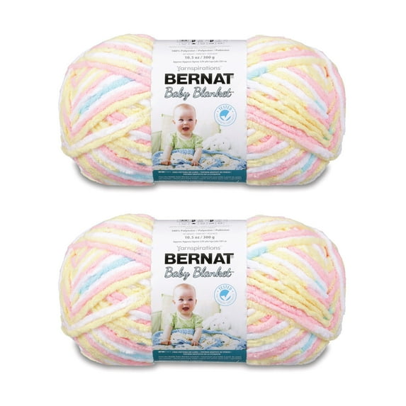 Bernat Baby Blanket Pitter Patter Yarn - 2 Pack of 300g/10.5oz - Polyester - 6 Super Bulky - 220 Yards - Knitting/Crochet