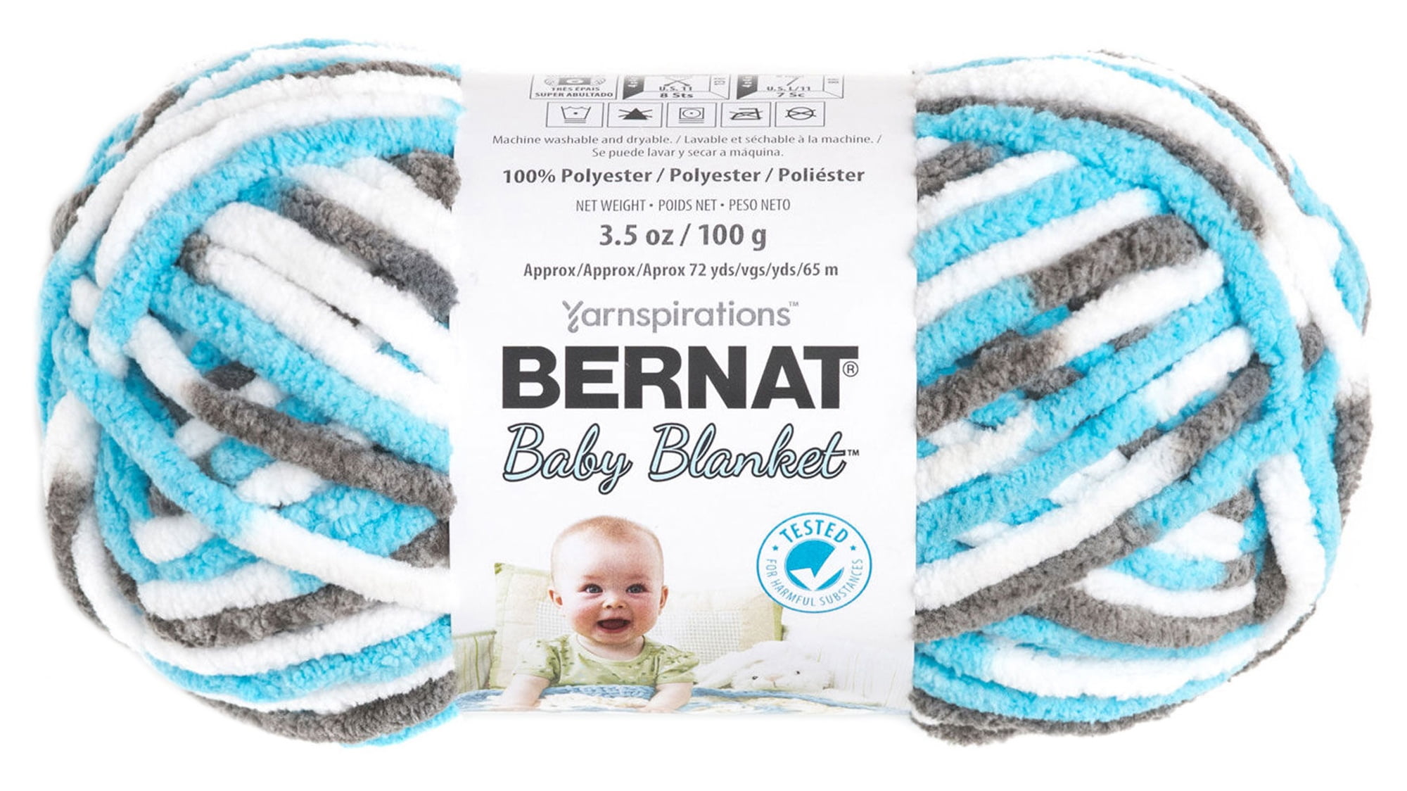 Bernat Baby Blanket Sail Away Yarn - 3 Pack of 100g/3.5oz - Polyester - 6 Super Bulky - 72 Yards - Knitting/Crochet