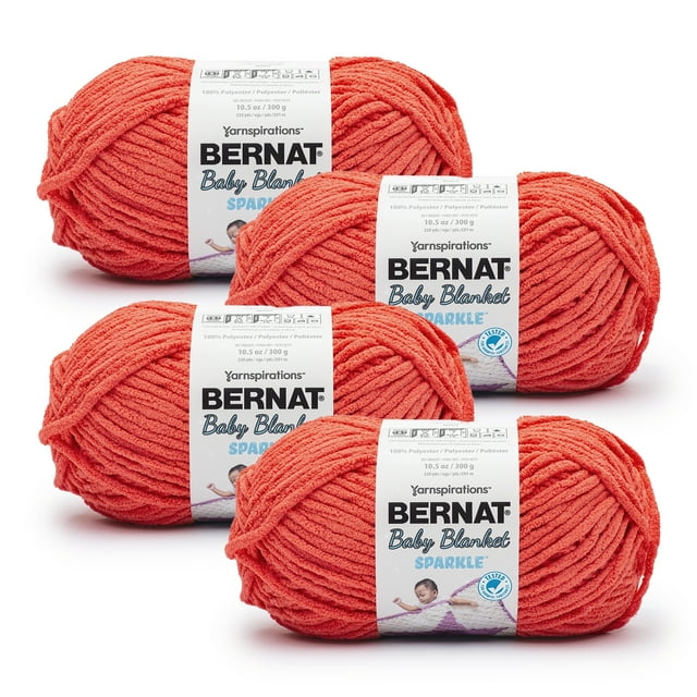 Bernat® Baby Blanket Sparkle™ 6 Super Bulky Polyester Yarn, Tomato 10