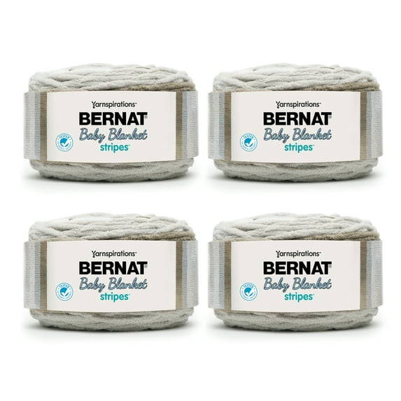 Bernat® Baby Blanket Stripes™ #6 Super Bulky Polyester Yarn, Pebbles 10.5oz/300g, 220 Yards (4 Pack)
