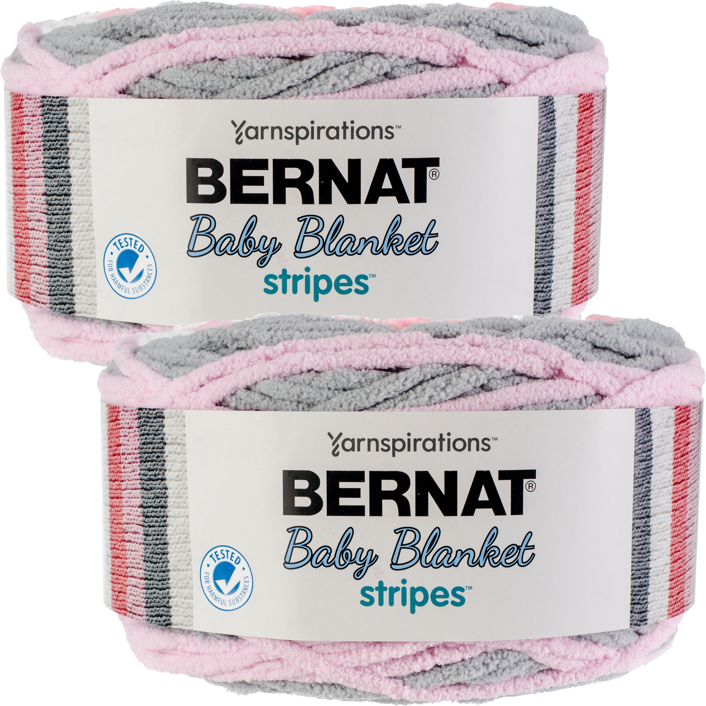 Bernat Baby Blanket Stripes Ballerina Yarn - 2 Pack of 300g/10.5oz - Polyester - 6 Super Bulky - 220 Yards - Knitting/Crochet