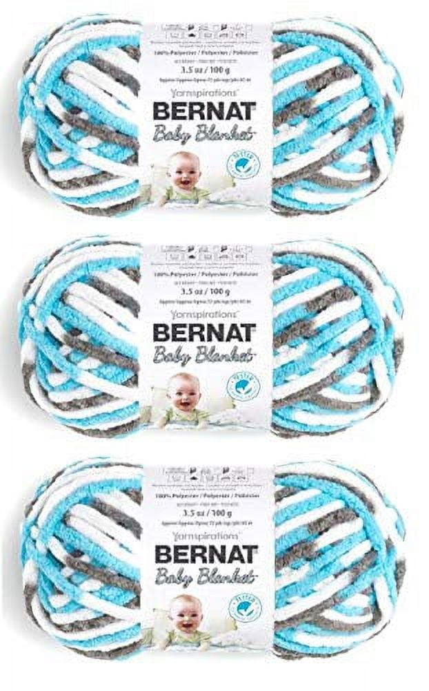 Bernat Baby Blanket Yarn, 3.5 Oz, Super Bulky Gauge 6, Soft Chenille, Sail Away 3Pack
