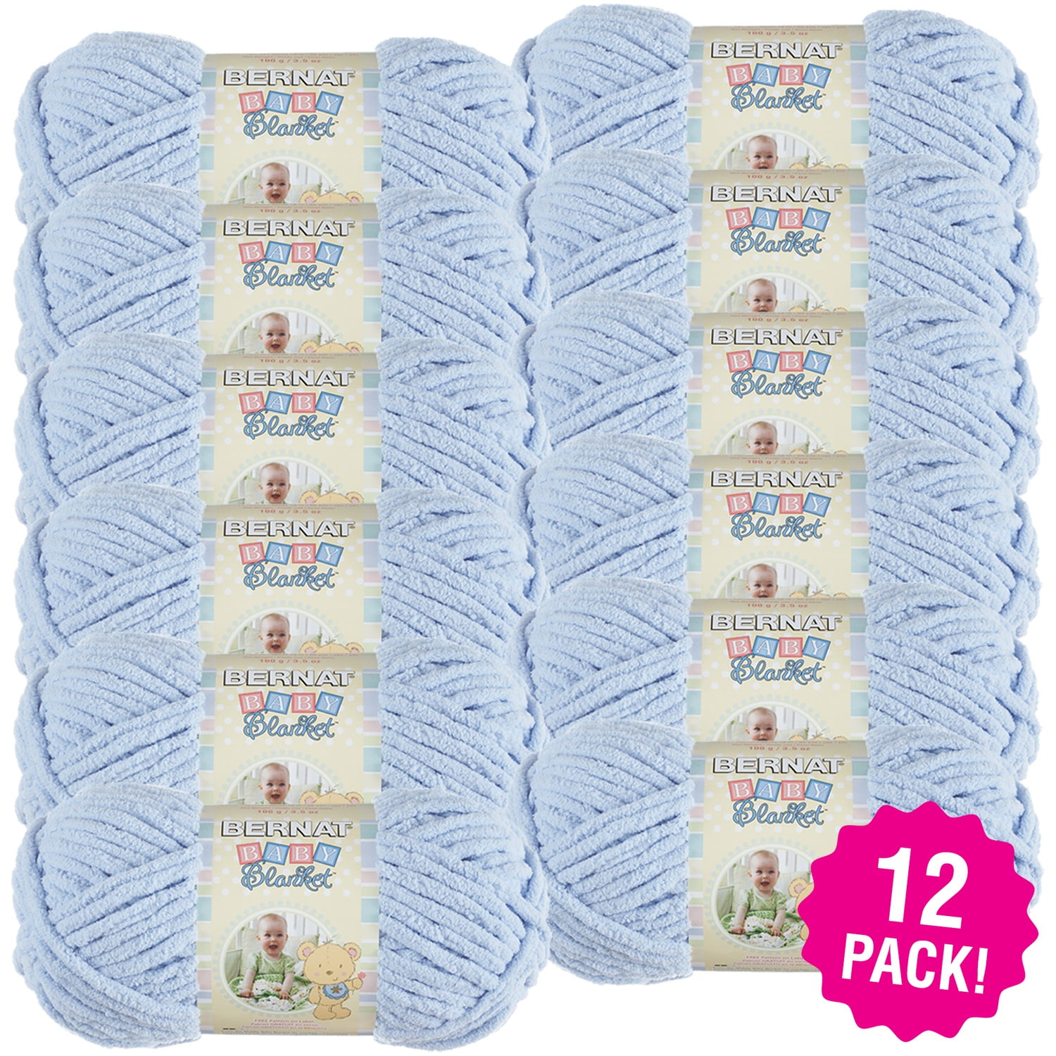 Bernat Baby Blanket Yarn - Baby Blue, Multipack of 12