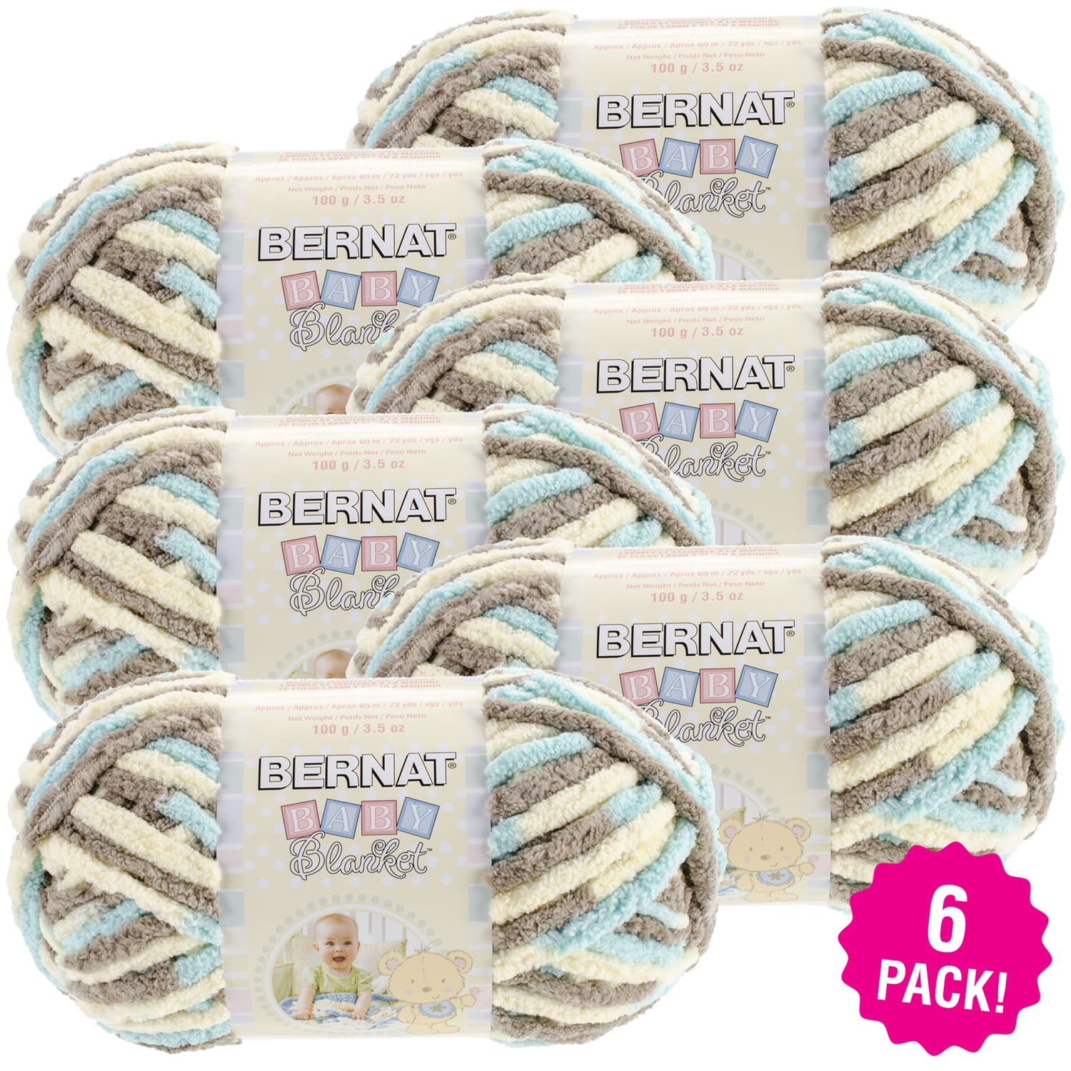 Bernat Baby Blanket Yarn Beach Babe, Multipack of 6