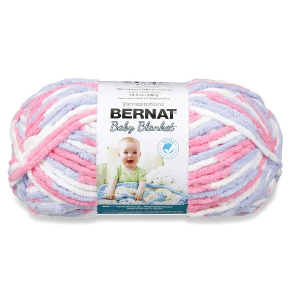 Bernat Baby Blanket Yarn, Pink/Blue Ombre, 10.5oz(300g), Super Bulky, Polyester