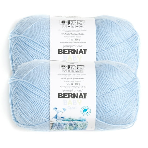 Bernat® Baby Sport™ #3 Light Acrylic Yarn, Baby Blue 12.3oz/350g, 1256 Yards (2 Pack)