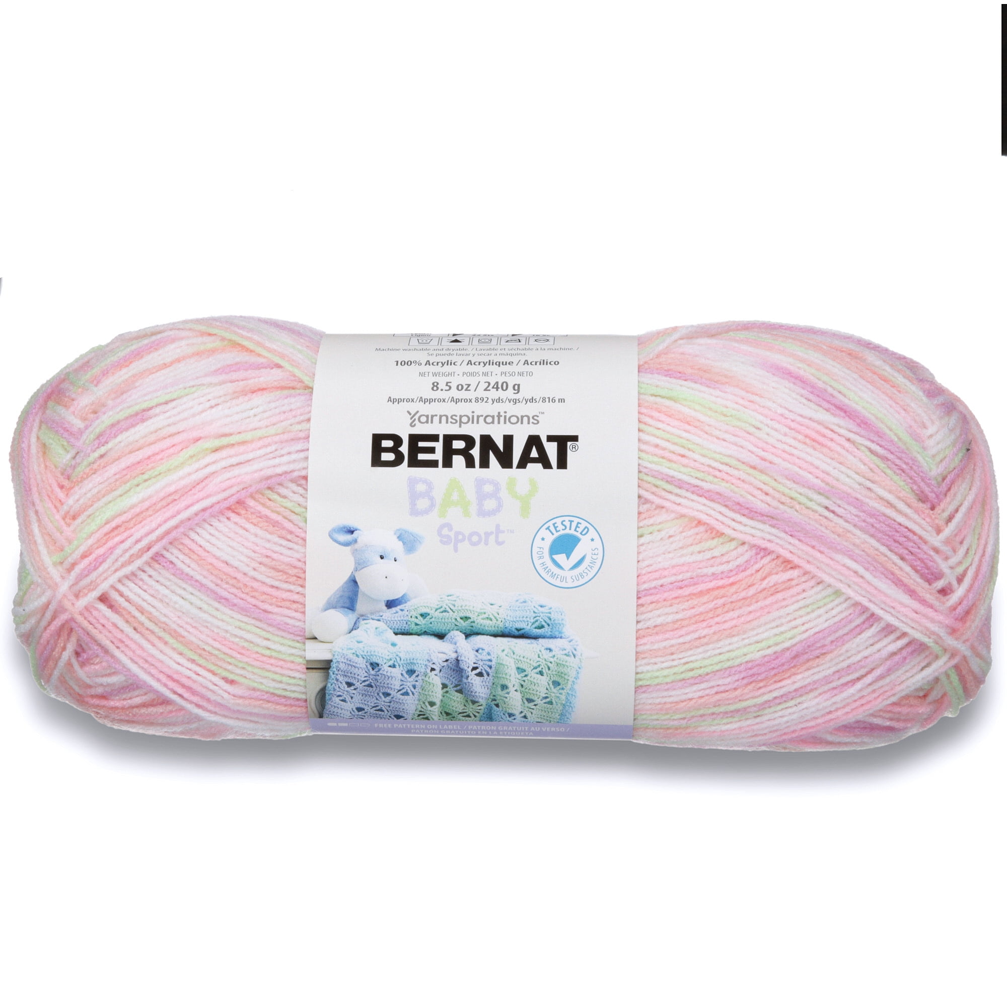 Bernat® Baby Sport™ #3 Light Acrylic Yarn, Tiny Tulips 8.5oz/240g, 892  Yards (4 Pack) 