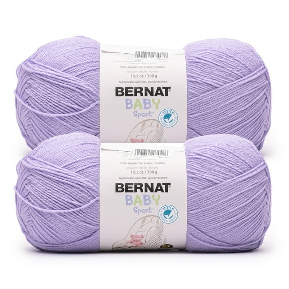 Bernat® Baby Sport BB™ #3 DK (Light) Acrylic Yarn, Lavender 10.5oz/300g 1077 Yards (2 Pack)