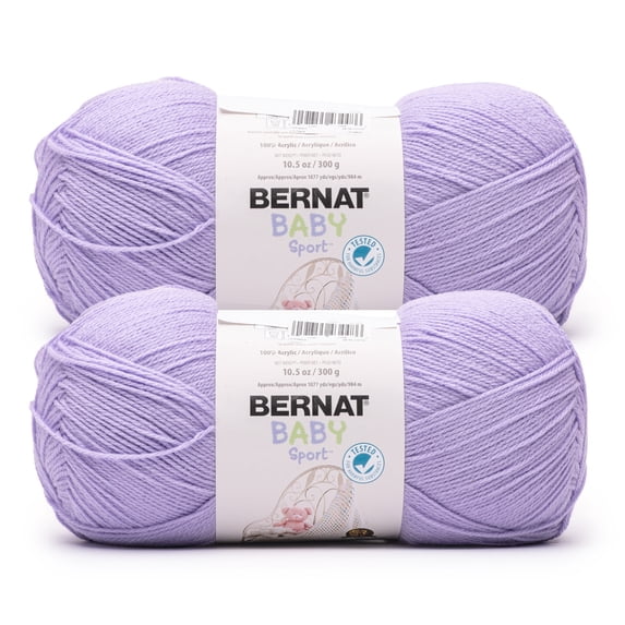 Bernat® Baby Sport BB™ #3 DK (Light) Acrylic Yarn, Lavender 10.5oz/300g 1077 Yards (2 Pack)
