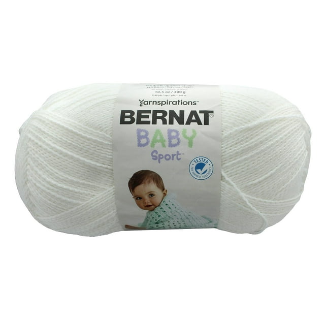 Bernat® Baby Sport™ Sparkle™ 3 Light Blended Fiber Yarn, White 10.5oz