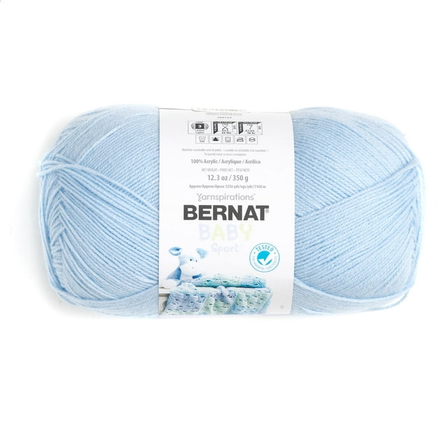 Bernat Baby Sport Yarn, Baby Blue, 12.3oz(350g), Light, Acrylic