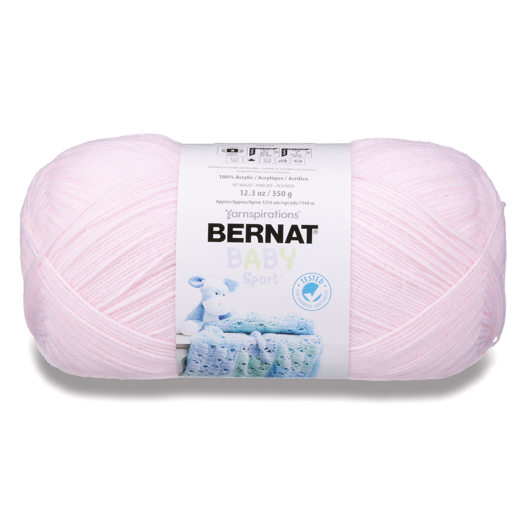 Bernat Baby Sport Yarn, Baby Pink, 12.3oz(350g), Light, Acrylic