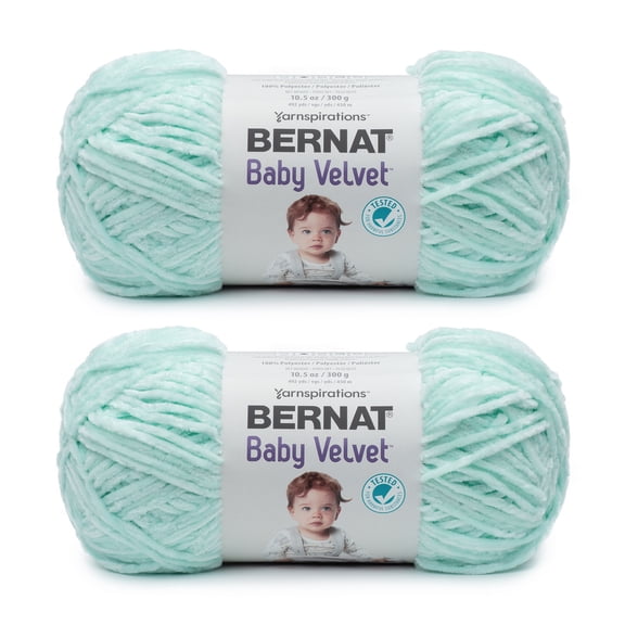 Bernat Baby Velvet Bleached Aqua Yarn - 2 Pack of 300g/10.5oz - Polyester - 4 Medium (Worsted) - 492 Yards - Knitting/Crochet