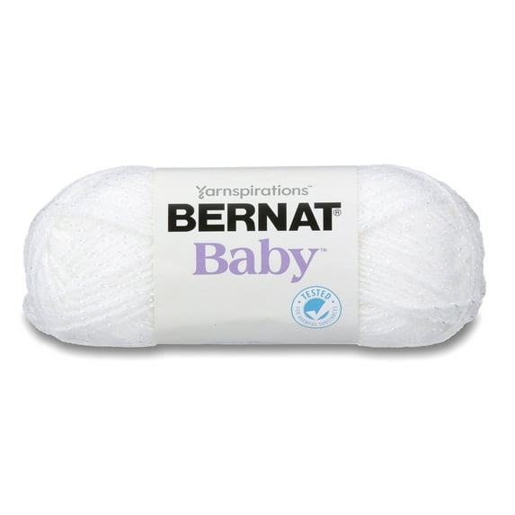 Bernat Baby Yarn, White Sparkle, Acrylic Blend, Super Fine Weight #1, 1.5 ounces
