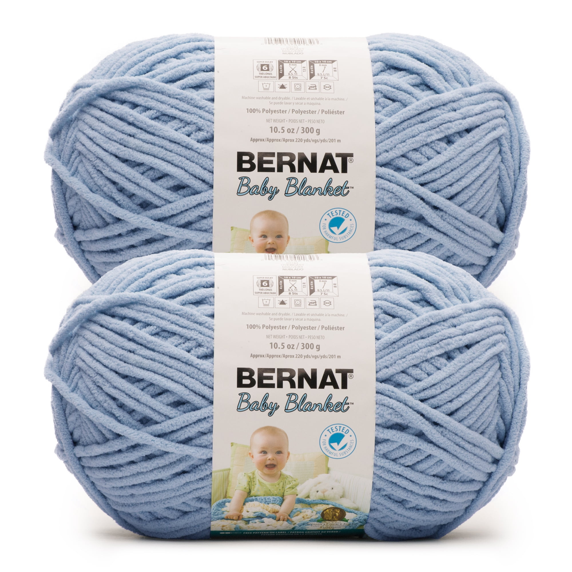 Bernat® Baby blanket™ #6 Super Bulky Polyester Yarn, Baby blue 10.5oz/300g 220 Yards (2pk)