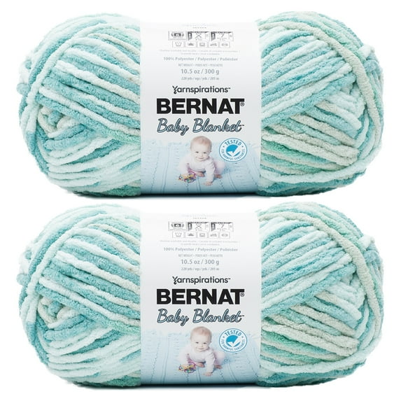 Bernat® Baby blanket™ #6 Super Bulky Polyester Yarn, Baby blue- green 300g 220Yd (2pk)
