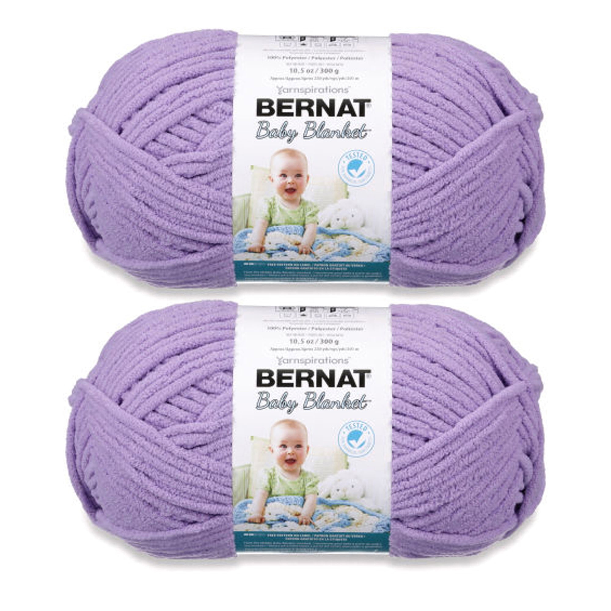 Bernat® Baby blanket™ #6 Super Bulky Polyester Yarn, Baby lilac 10.5oz/300g 220 Yd (2pk)