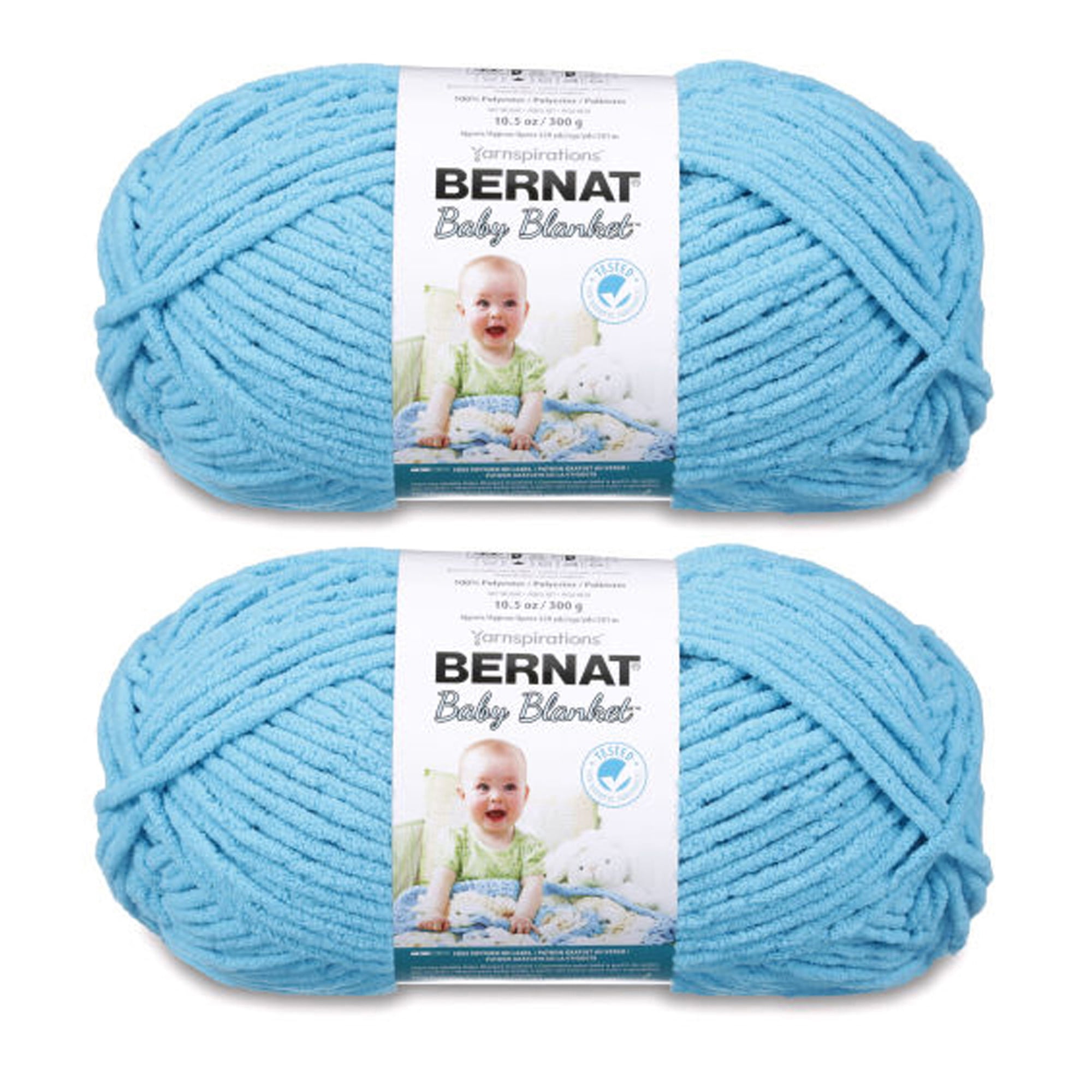Bernat® Baby blanket™ #6 Super Bulky Polyester Yarn, Baby teal 10.5oz/300g 220 Yards (2pk)