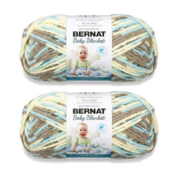 Bernat® Baby blanket™ #6 Super Bulky Polyester Yarn, Beach babe 10.5oz/300g 220 Yd (2pk)