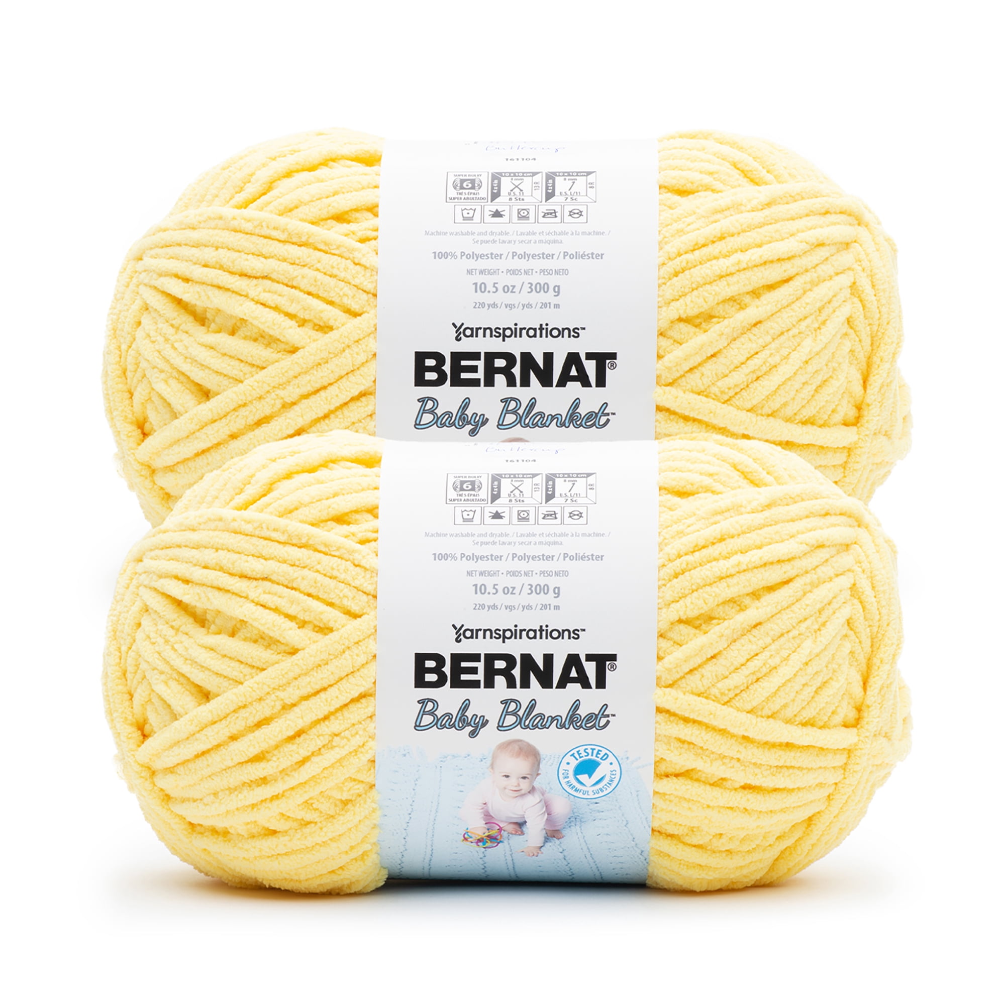 Bernat® Baby blanket™ #6 Super Bulky Polyester Yarn, Buttercup 10.5oz/300g 220 Yards (2pk)
