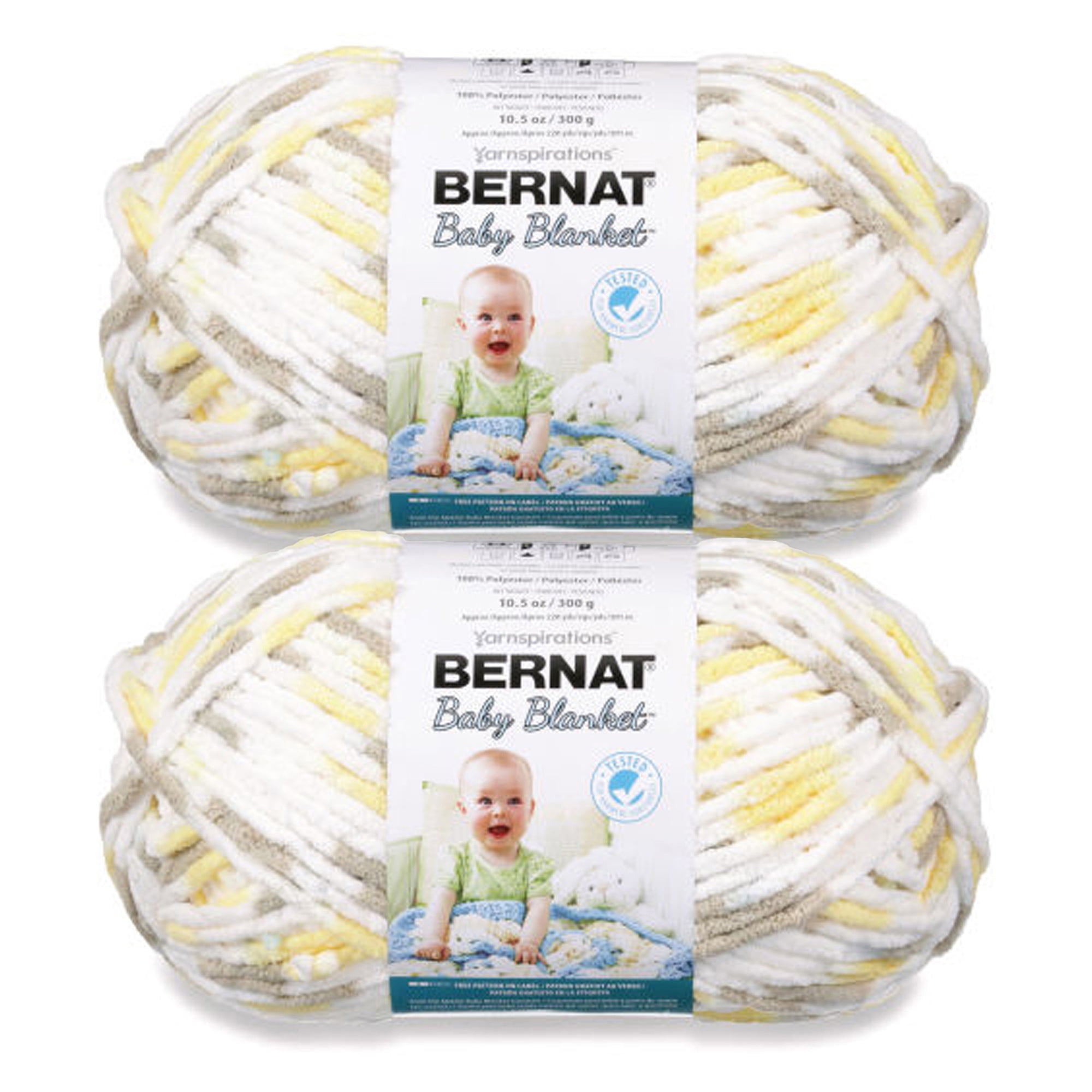 Bernat® Baby blanket™ #6 Super Bulky Polyester Yarn, Chick & bunnies 300g 220Yd (2pk)