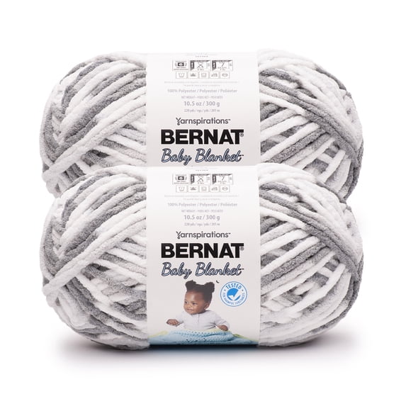 Bernat® Baby blanket™ #6 Super Bulky Polyester Yarn, Dapple gray 10.5oz/300g 220 Yd (2pk)