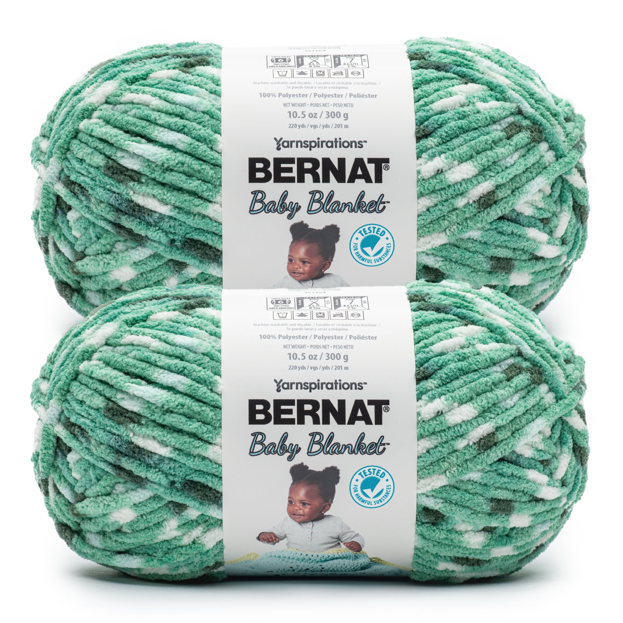 Bernat® Baby blanket™ #6 Super Bulky Polyester Yarn, Dino dot 10.5oz/300g 220 Yd (2pk)