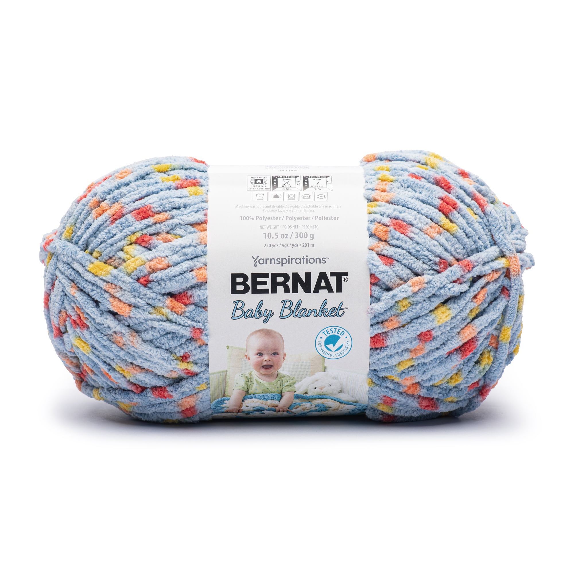 Bernat® Baby blanket™ #6 Super Bulky Polyester Yarn, Dino egg dot 10.5oz/300g 220 Yd (2pk)