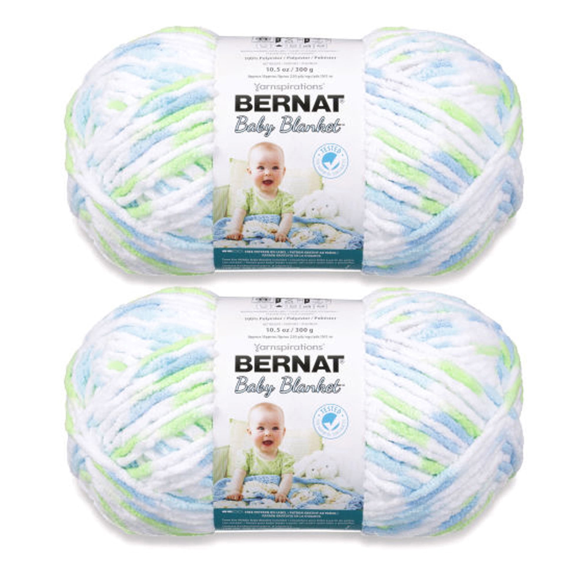 Bernat® Baby blanket™ #6 Super Bulky Polyester Yarn, Funny prints 10.5oz/300g 220 Yd (2pk)