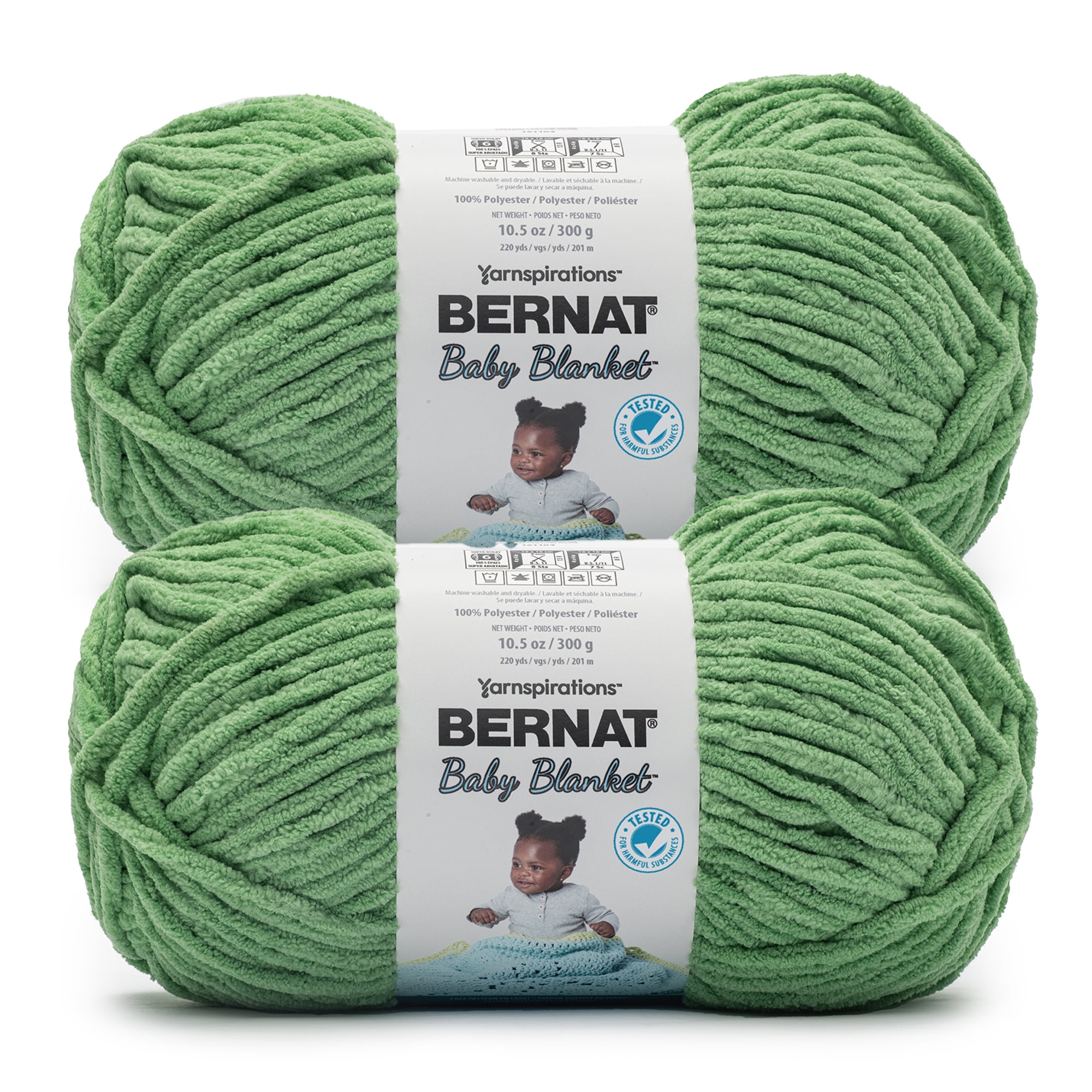 Bernat® Baby blanket™ #6 Super Bulky Polyester Yarn, Green 10.5oz/300g 220 Yd (2pk)