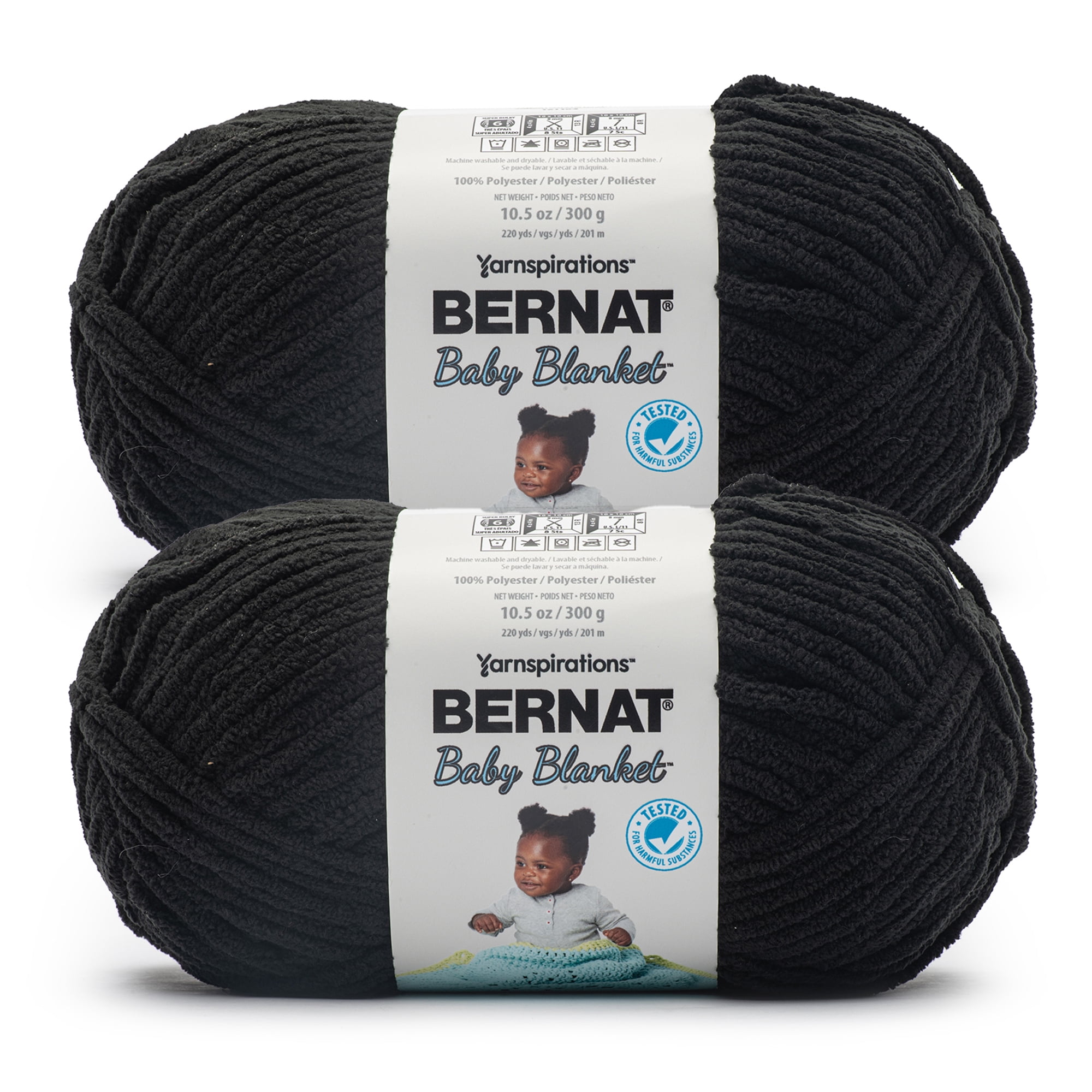 Bernat® Baby blanket™ #6 Super Bulky Polyester Yarn, Licorice 10.5oz/300g 220 Yd (2pk)