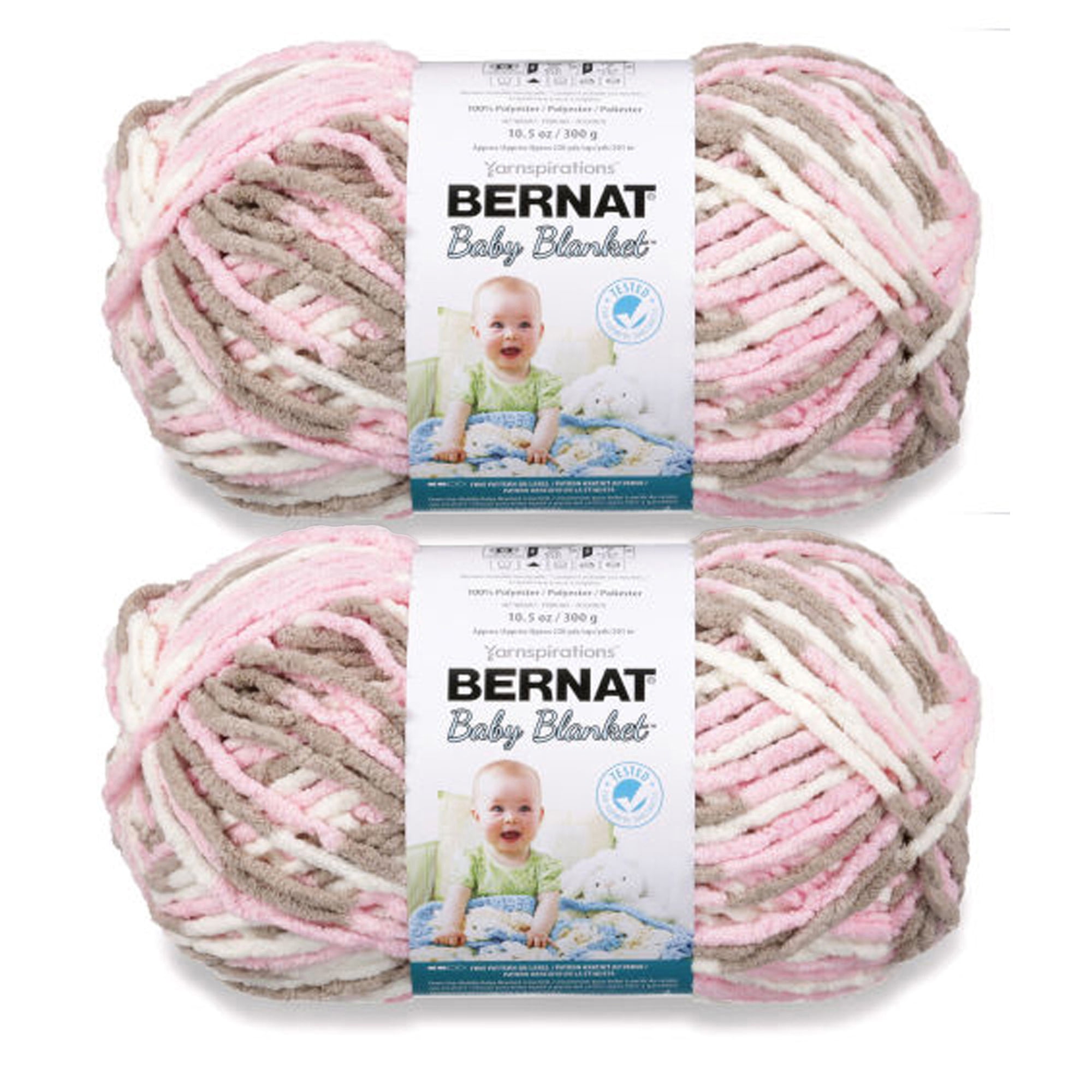 Bernat® Baby blanket™ #6 Super Bulky Polyester Yarn, Little petunias 300g 220Yd (2pk)