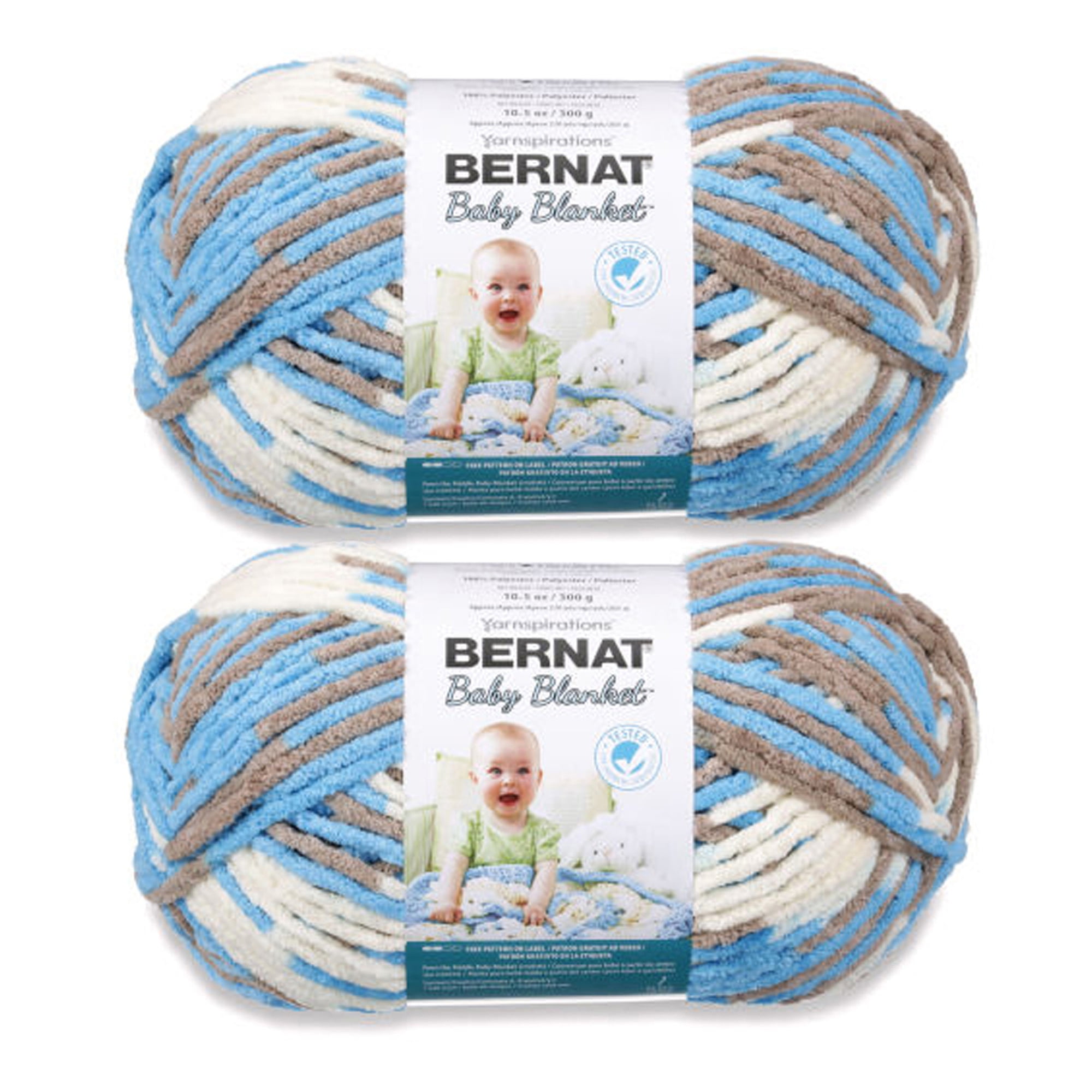 Bernat® Baby blanket™ #6 Super Bulky Polyester Yarn, Little royales 300g 220Yd (2pk)