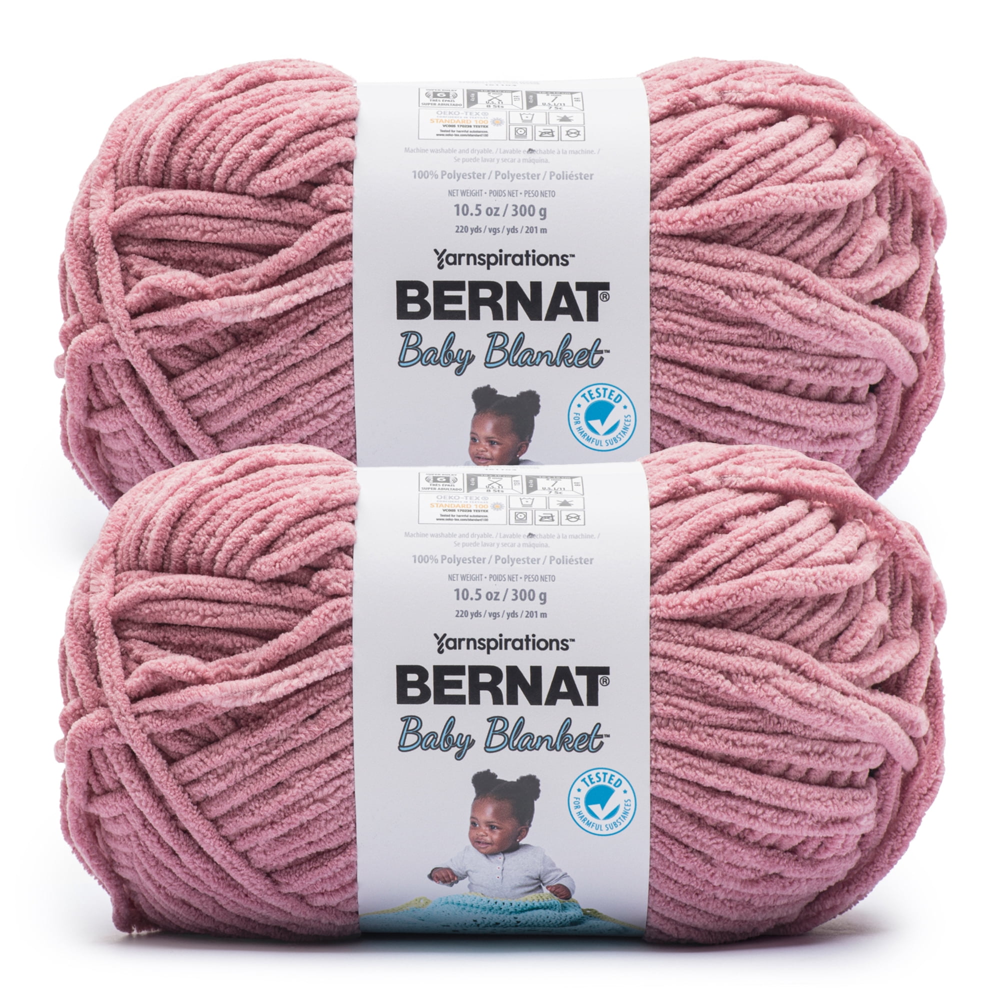 Bernat® Baby blanket™ #6 Super Bulky Polyester Yarn, Mellow mauve 10.5oz/300g 220 Yd (2pk)