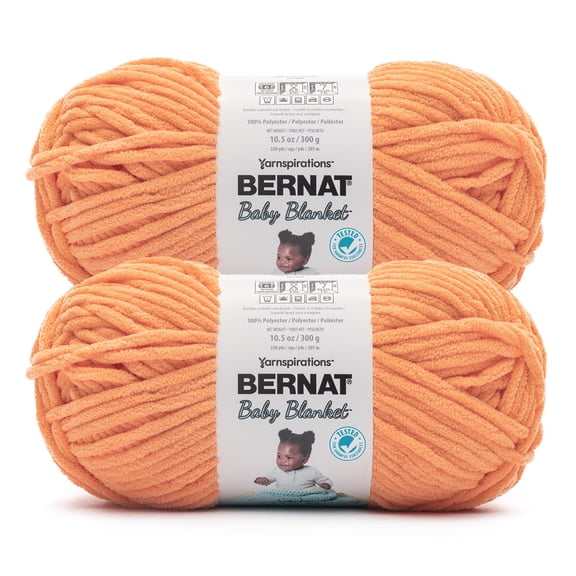 Bernat® Baby blanket™ #6 Super Bulky Polyester Yarn, Melon 10.5oz/300g 220 Yd (2pk)