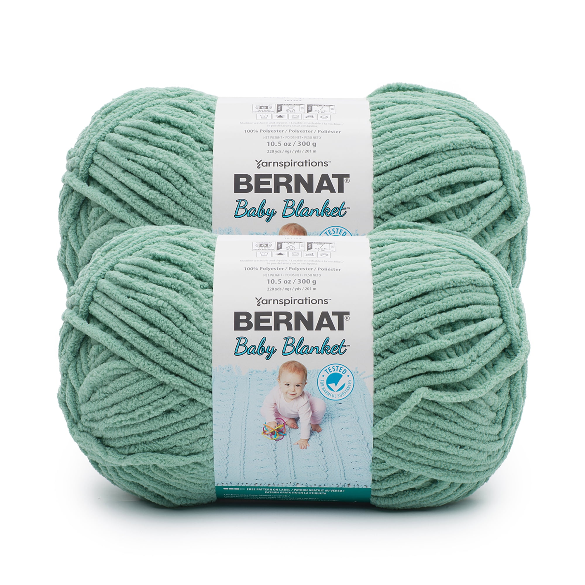 Bernat® Baby blanket™ #6 Super Bulky Polyester Yarn, Misty jungle green 300g 220Yd (2pk)