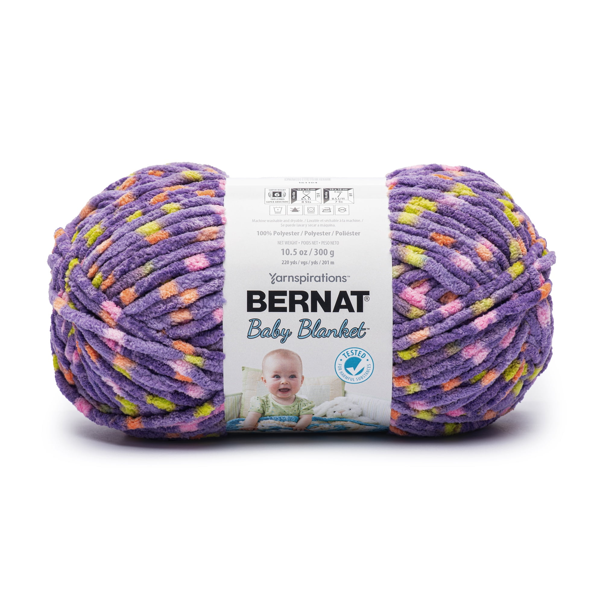 Bernat® Baby blanket™ #6 Super Bulky Polyester Yarn, Pixie dot 10.5oz/300g 220 Yd (2pk)