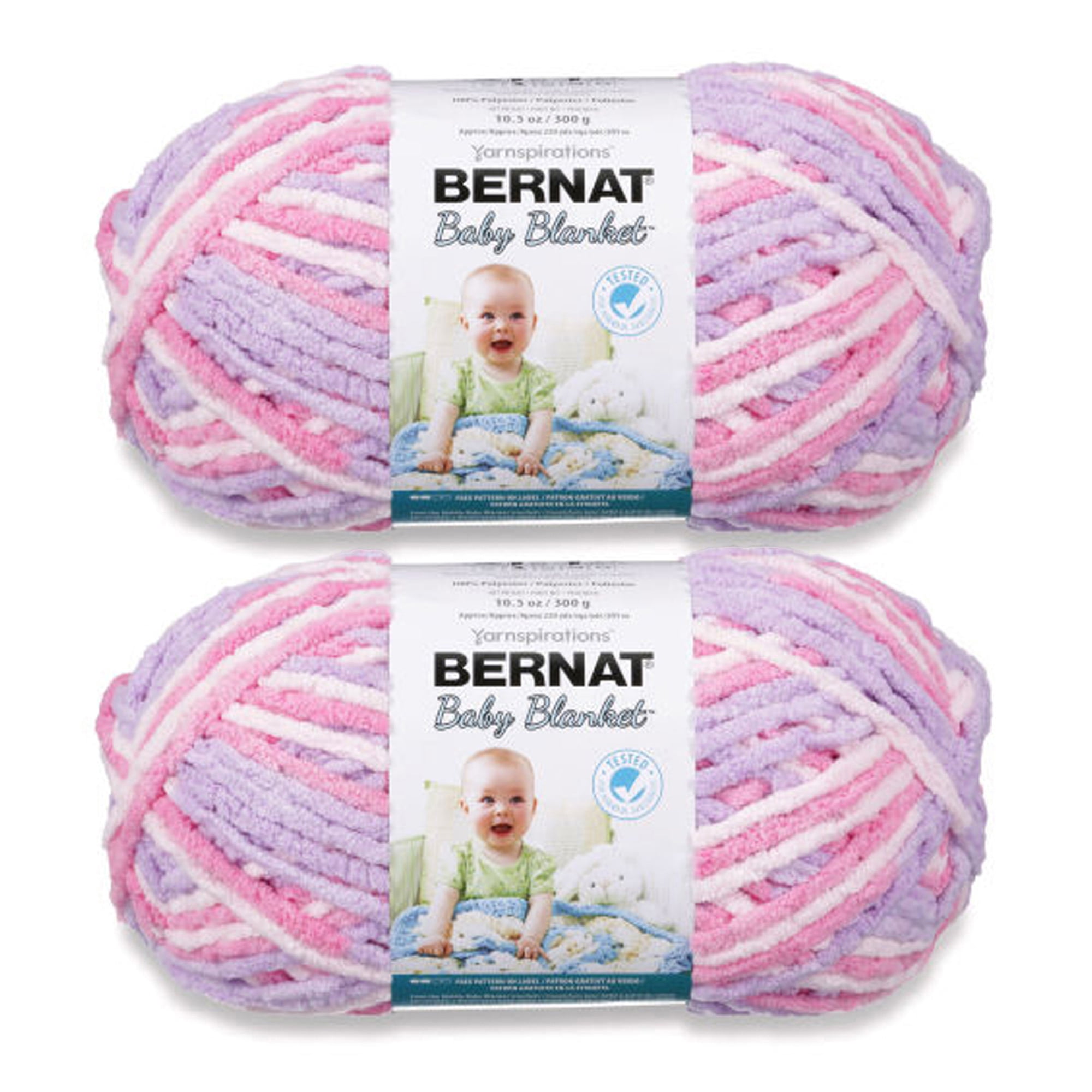 Bernat® Baby blanket™ #6 Super Bulky Polyester Yarn, Pretty girl 10.5oz/300g 220 Yd (2pk)