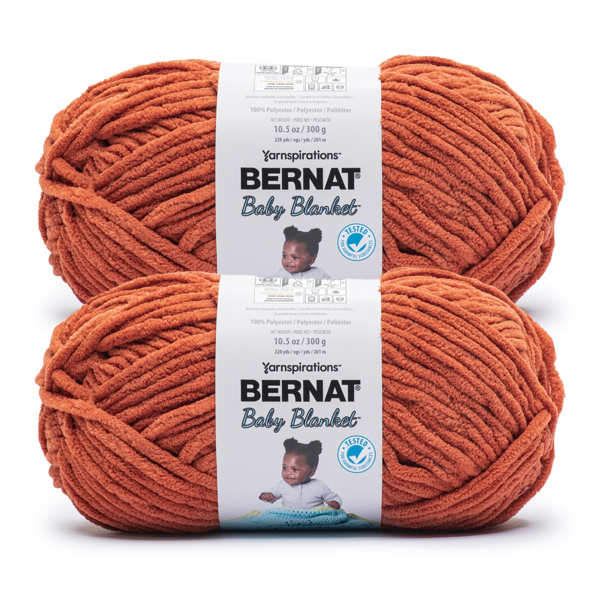 Bernat® Baby blanket™ #6 Super Bulky Polyester Yarn, Terracotta 10.5oz/300g 220 Yd (2pk)