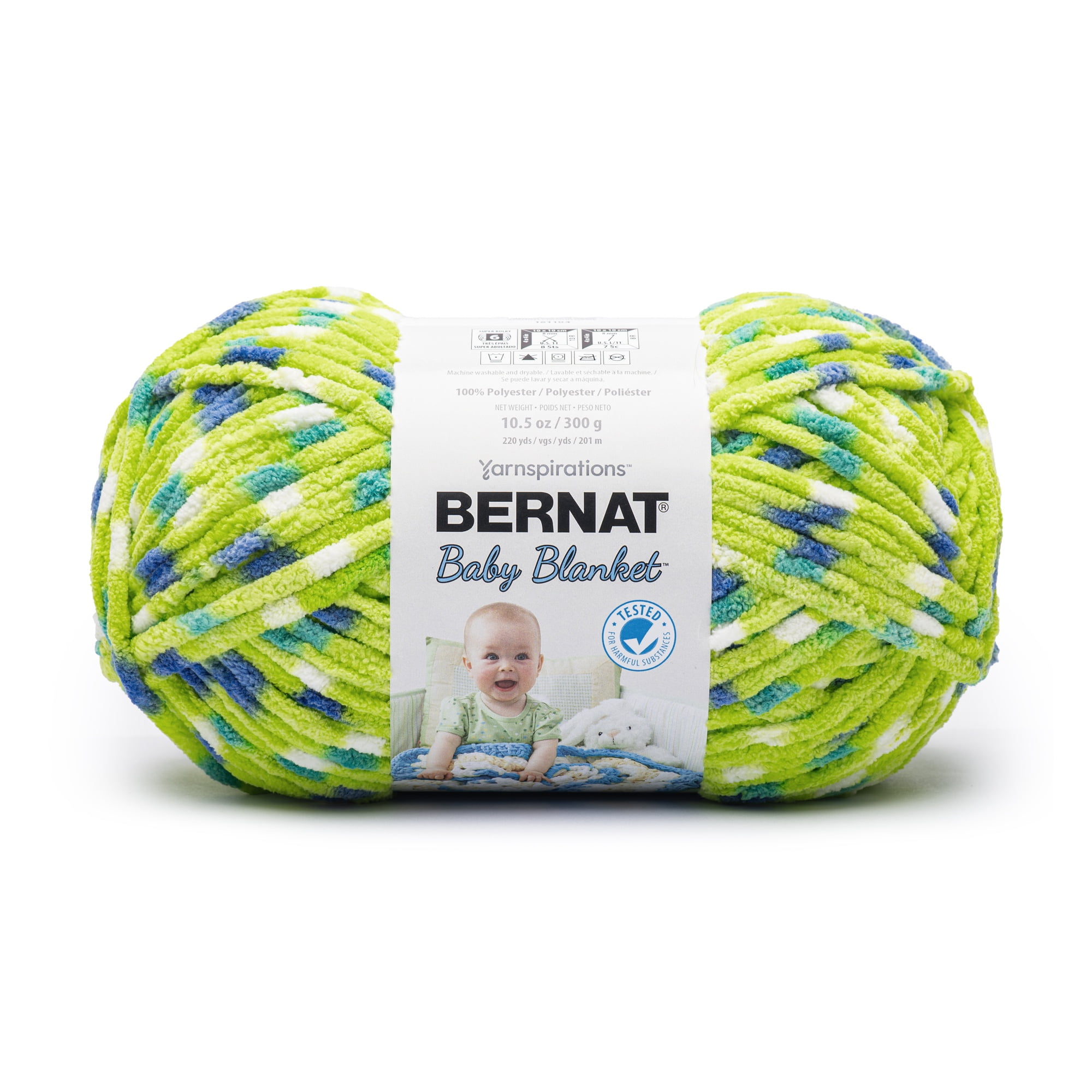 Bernat® Baby blanket™ #6 Super Bulky Polyester Yarn, Zing dot 10.5oz/300g 220 Yd (2pk)