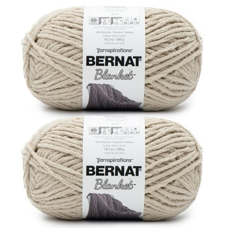Bernat® Blanket™ #6 Super Bulky Polyester Yarn, Almond 10.5oz/300g 220 Yards (2Pk)