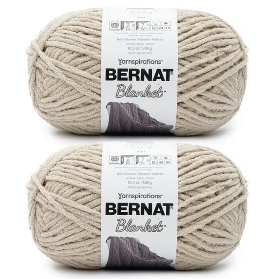 Bernat® Blanket™ #6 Super Bulky Polyester Yarn, Almond 10.5oz/300g 220 Yards (2Pk)