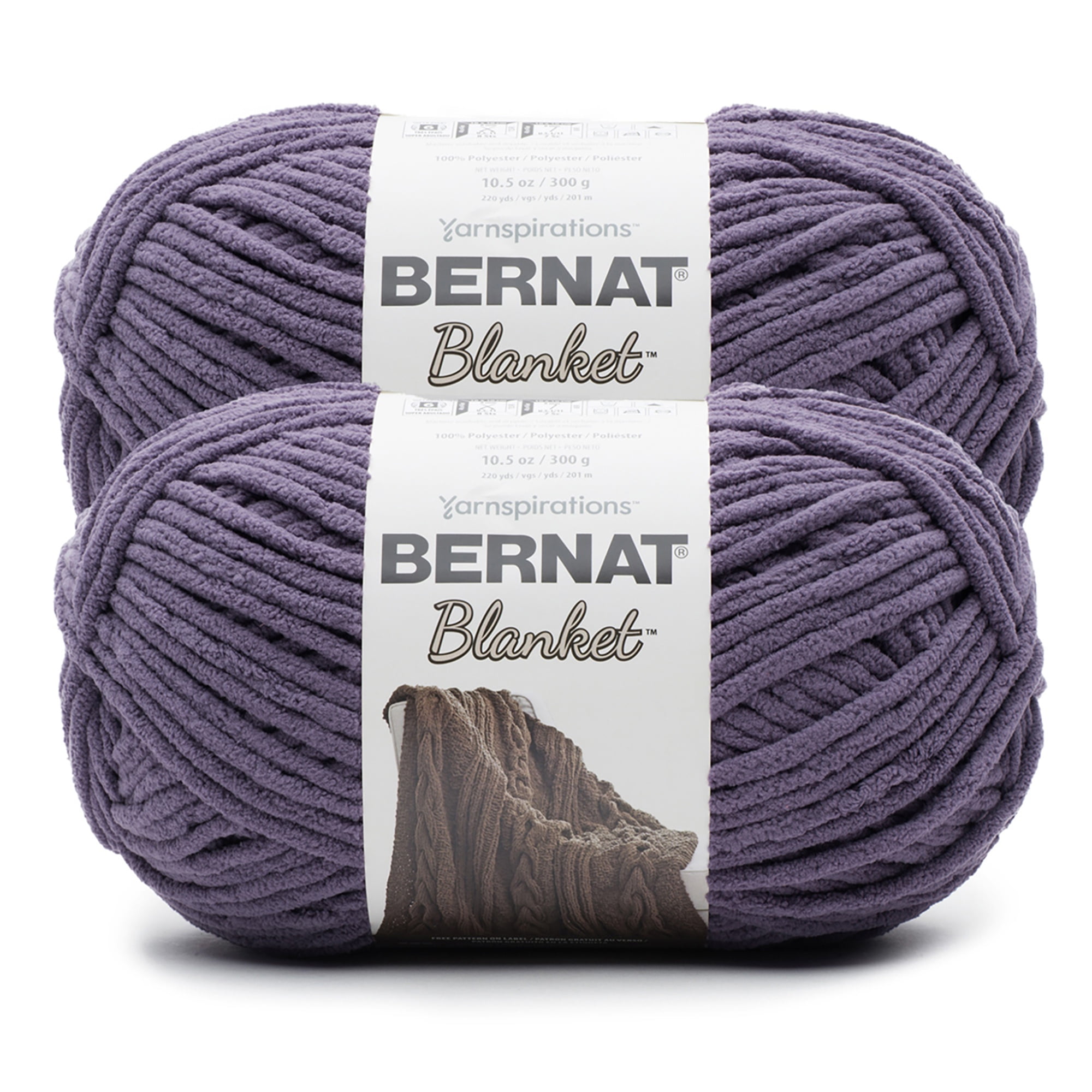 Bernat® Blanket™ #6 Super Bulky Polyester Yarn, Aubergine 10.5oz/300g 220 Yards (2Pk)