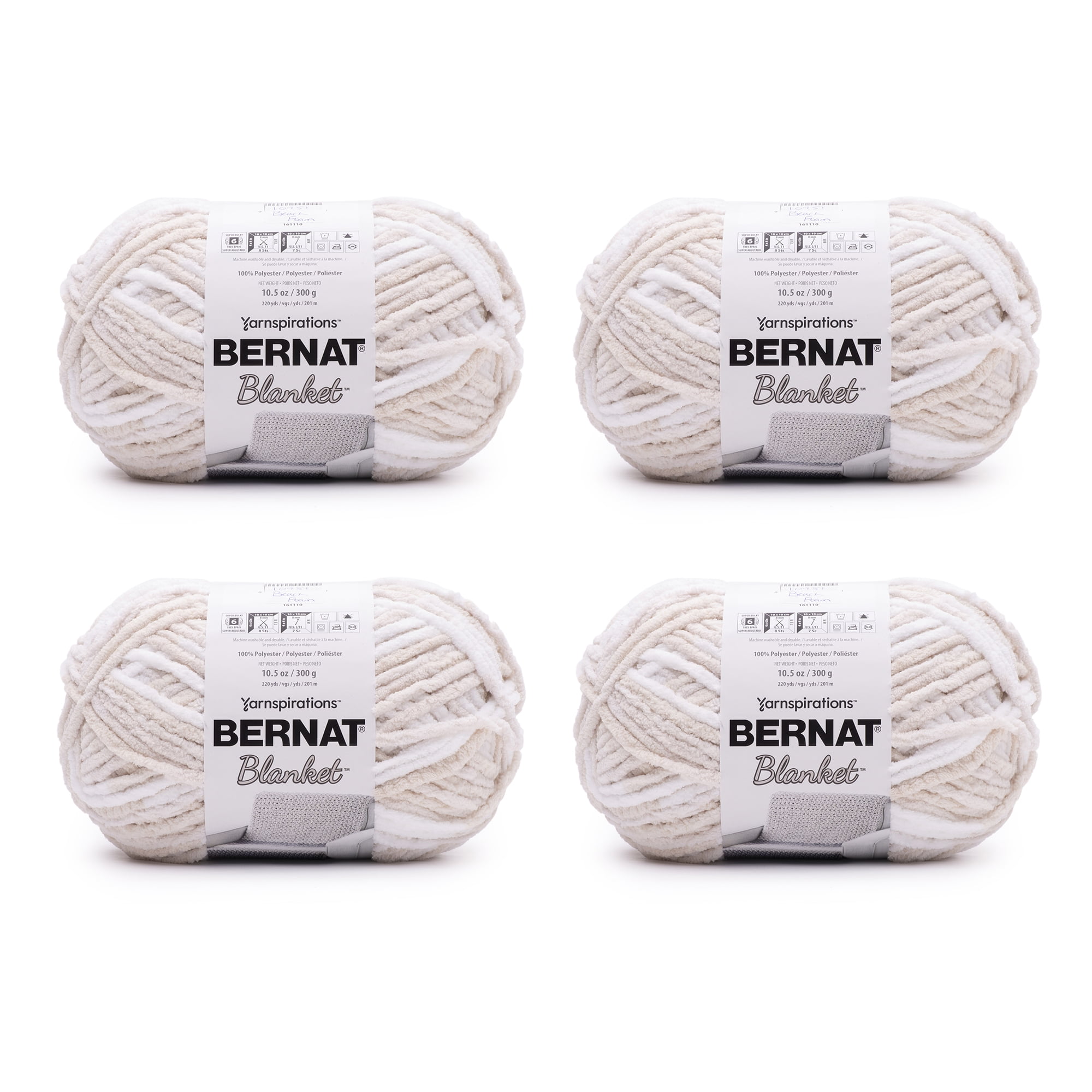 Bernat® Blanket Brights™ #6 Super Bulky Polyester Yarn, Neon Mix  10.5oz/300g, 220 Yards (4 Pack)