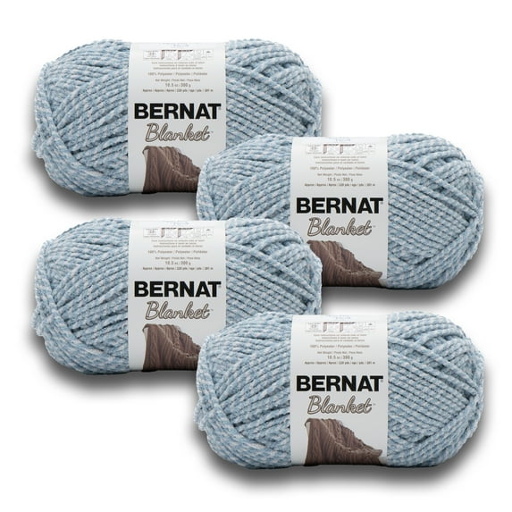 Bernat® Blanket™ #6 Super Bulky Polyester Yarn, Blue Fog Twist 10.5oz/300g, 220 Yards (4 Pack)
