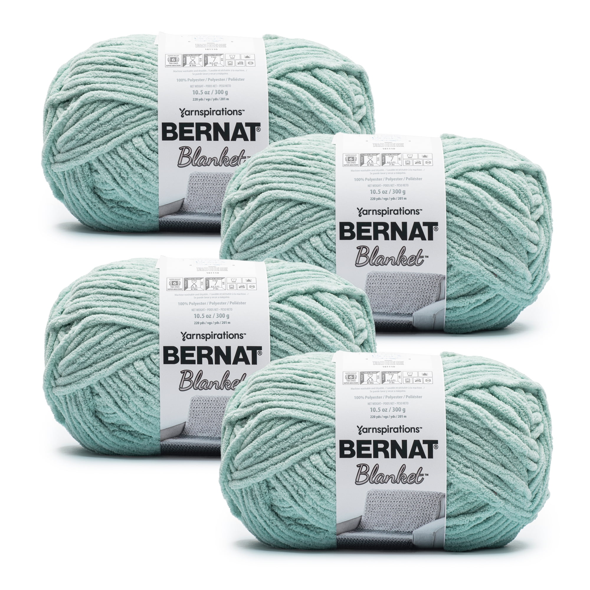 Bernat Blanket 6 Super Bulky Polyester Yarn Bright Sage 10.5oz 300g 220 Yards 4 Pack Walmart